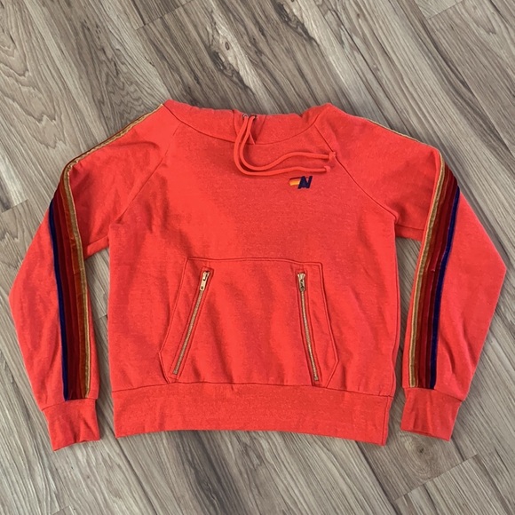 aviator nation veloir stripe pullover sweatshirt in red sz XS - Picture 1 of 4